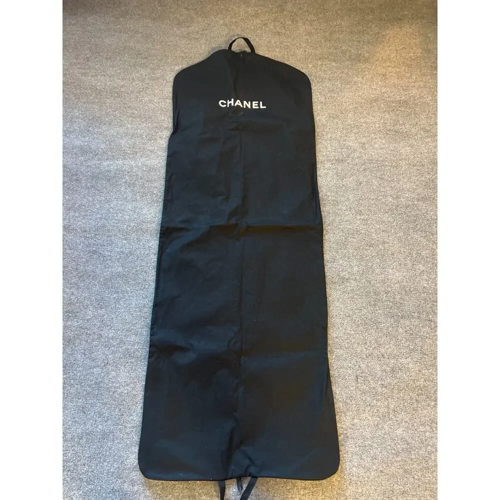 Authentic CHANEL Black Travel Storage Designer Dust Cover Garment Dress Bag